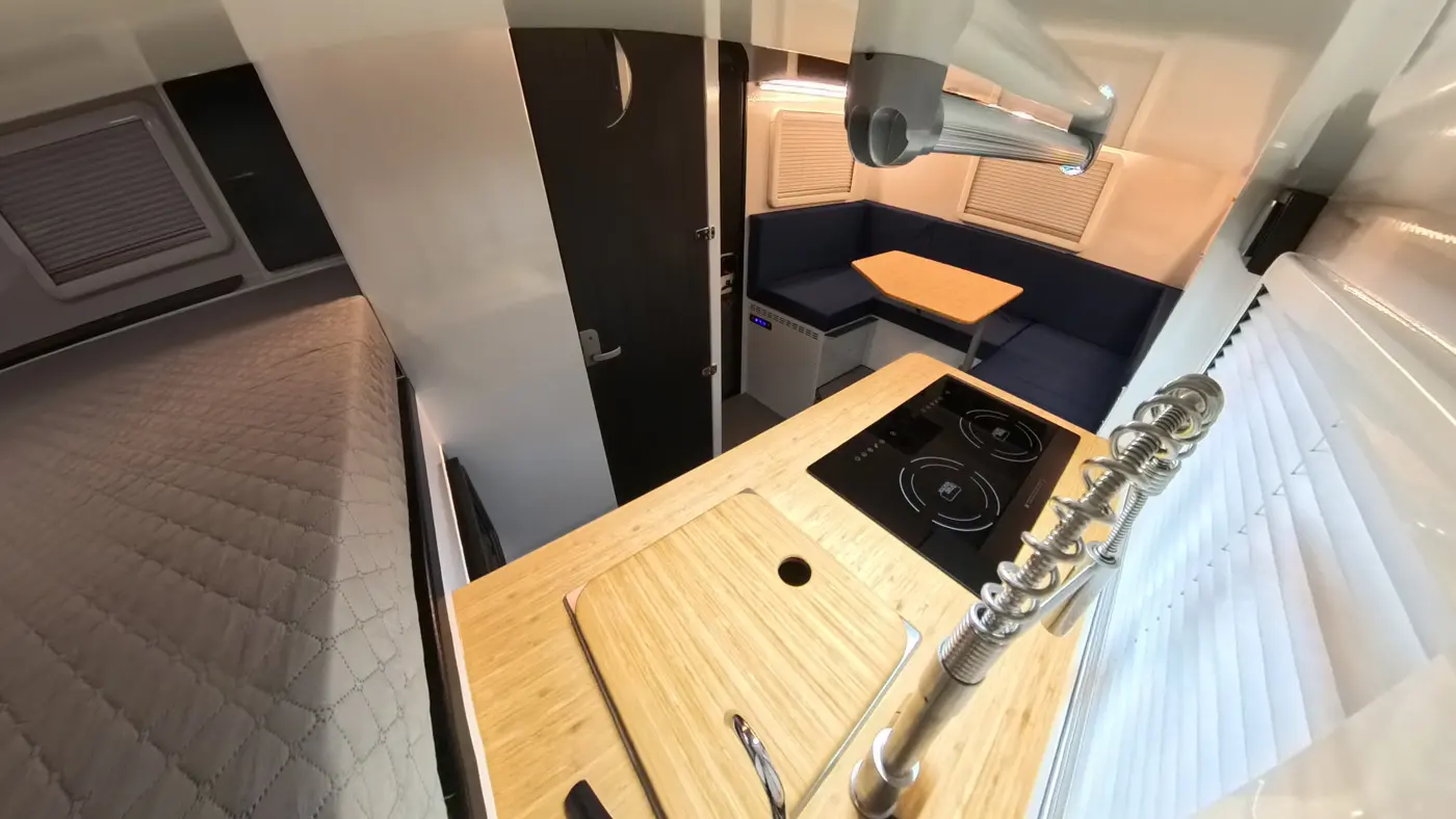 High Country galley with bamboo countertop and stainless sink